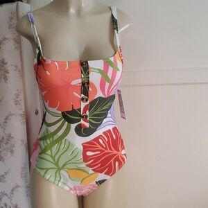 NWT Social Standard by Sanctuary One Piece Tropical Print Swim Suit Size S